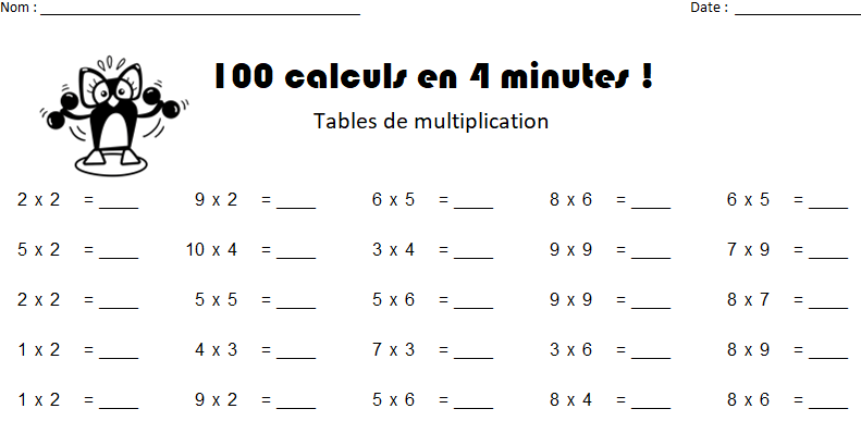 table de multiplication à imprimer tables de multiplications